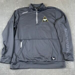 Bauer Pullover Mens XL Gray Fleece Lined 1/4 Zip Hockey Sweatshirt